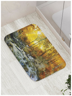 Противоскользящий коврик для ванной  сауны бассейна JOYARTY bath_16174 Каменистая лесная река