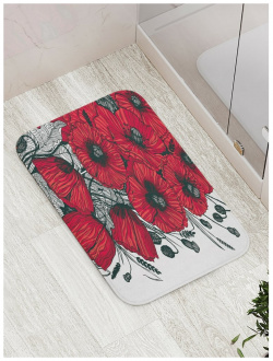 Противоскользящий коврик для ванной  сауны бассейна JOYARTY bath_28910 Багряные маки