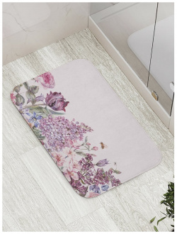 Противоскользящий коврик для ванной  сауны бассейна JOYARTY bath_378488 Цветы акварелью