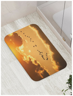 Противоскользящий коврик для ванной  сауны бассейна JOYARTY bath_16700 Птицы за облаками