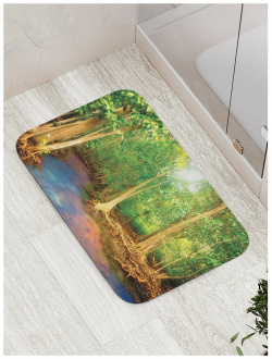 Противоскользящий коврик для ванной  сауны бассейна JOYARTY bath_16276 Коренастый лес
