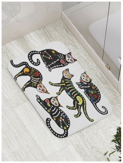Противоскользящий коврик для ванной  сауны бассейна JOYARTY bath_35920 Скелеты котов