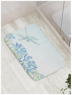 Противоскользящий коврик для ванной  сауны бассейна JOYARTY bath_18334 Стрекоза в раю