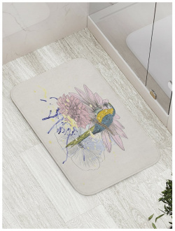 Противоскользящий коврик для ванной  сауны бассейна JOYARTY bath_378505 Попугай в цветах