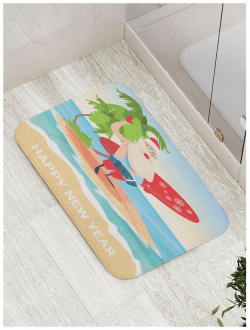 Противоскользящий коврик для ванной  сауны бассейна JOYARTY bath_78645 Санта на море
