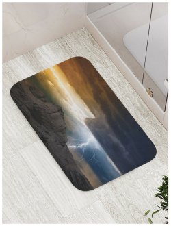 Противоскользящий коврик для ванной  сауны бассейна JOYARTY bath_16313 Молния прячется за горами