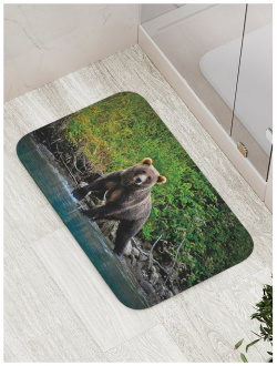 Противоскользящий коврик для ванной  сауны бассейна JOYARTY bath_35718 Медведь в реке