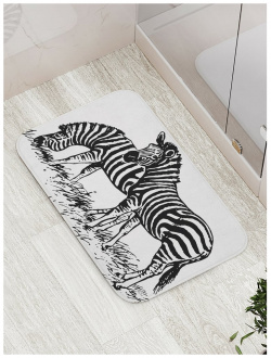 Противоскользящий коврик для ванной  сауны бассейна JOYARTY bath_21736 Осторожные зебры