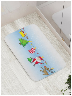 Противоскользящий коврик для ванной  сауны бассейна JOYARTY bath_78077 Новогодняя сушилка
