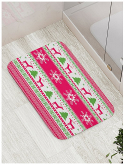 Противоскользящий коврик для ванной  сауны бассейна JOYARTY bath_78075 Олени в снежинках