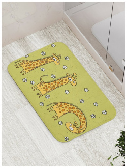 Противоскользящий коврик для ванной  сауны бассейна JOYARTY bath_30062 Три жирафа