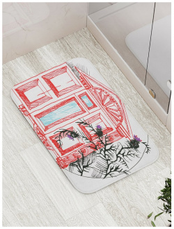 Противоскользящий коврик для ванной  сауны бассейна JOYARTY bath_4501 Чертополох у дома