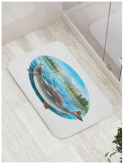 Противоскользящий коврик для ванной  сауны бассейна JOYARTY bath_4637 Рыба в кругу