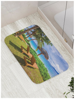 Противоскользящий коврик для ванной  сауны бассейна JOYARTY bath_9373 Зеленый пляж