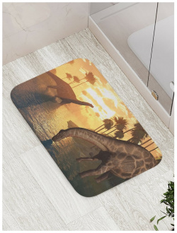 Противоскользящий коврик для ванной  сауны бассейна JOYARTY bath_12644 Водопой динозавров