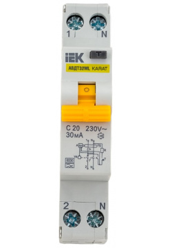 Автоматический выключатель дифференциального тока IEK ИЭК MVD12 1 020 C 030 A АВДТ32ML KARAT