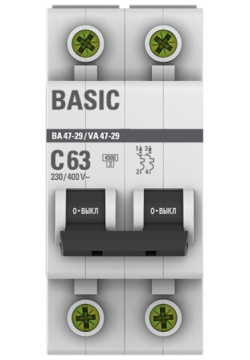 Автоматический выключатель EKF mcb4729 2 63C Basic ВА 47 29