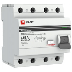 Селективное устройство защитного отключения EKF elcb 4 63 300S em pro PROxima