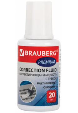 Быстросохнущая корректирующая жидкость BRAUBERG 224090 Premium