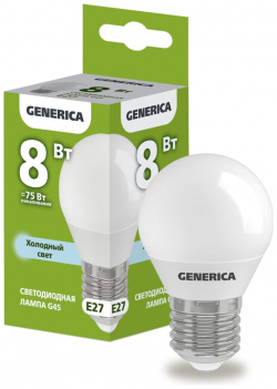 Светодиодная лампа GENERICA  LL G45 08 230 65 E27 G