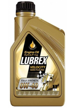 Синтетическое моторное масло LUBREX 755990 VELOCITY NANO PLUS PAO SAE 0W 40