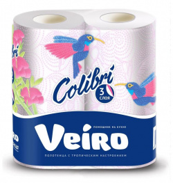Трехслойые полотенца бумажные VEIRO 8П32 Linia Colibri