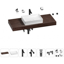 Комплект мебели для ванной комнаты с раковиной Wellsee 201017497 Genuine Tree