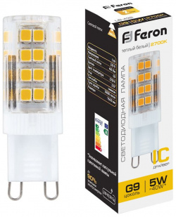 Светодиодная лампа FERON 25769 LB 432 5W 230V G9 2700K