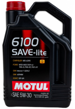 Моторное масло MOTUL 107957 6100 SAVE LITE 5W30