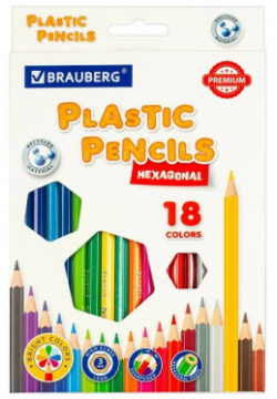 Шестигранные цветные карандаши BRAUBERG 181667 PREMIUM