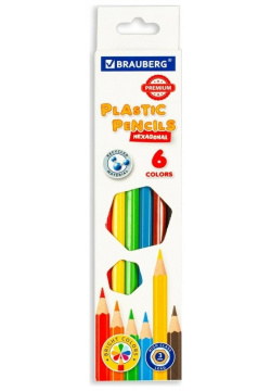 Шестигранные цветные карандаши BRAUBERG 181665 PREMIUM