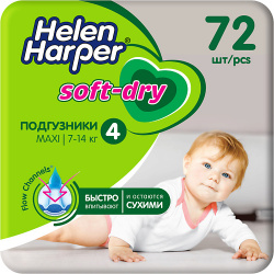 HELEN HARPER Детские подгузники Soft & Dry размер 4 (Maxi) 7 14 кг  72 0 Хелен Харпер MPL030388