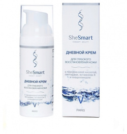 SHESMART Дневной крем для глубокого восстановление кожи с гиалуронкой  ниацинамидом и пептидами 50 0 MPL080964
