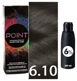 POINT Краска для волос  тон №6 10 Русый пепельный седых + Оксид 6% MPL063069
