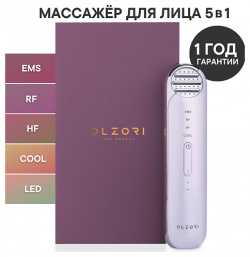 OLZORI Массажер для лица и шеи Splando 5 в 1: лифтинг  микротоки EMS HF питание охлаждение LED MPL021959