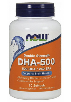 NOW Докозагексаеновая кислота (ДГК 500 (DHA 500)) 1448 мг PTK000019
