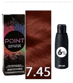 POINT Краска для волос  тон №7 45 Сред русый медный интенсивный + Оксид 6% MPL063206