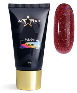 ALL STAR PROFESSIONAL PolyGel COLOR "Black" для моделирования и укрепления ногтей MPL105799