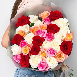 ЛЭТУАЛЬ FLOWERS Букет из разноцветных роз 35 шт  (40 см) MPL132050