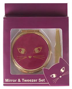 TAKE AND GO Подарочный набор: зеркальце + щипчики для бровей Purple Kitty LTA019569