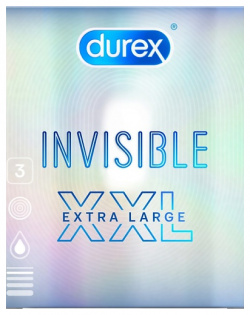 АПТЕКА Дюрекс презервативы из натурального латекса invisible xxl №3 AP_055504 А