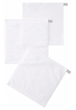 SOFT SILVER Набор Antibacterial Cotton Towels  махровые салфетки 3 шт 30х30 см Цвет: «Альпийский снег» (белый) SSL000008