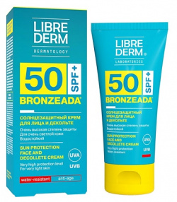 LIBREDERM Крем для лица и зоны декольте солнцезащитный Bronzeada SPF50 Sun Protection Face and Decollete Cream LBD000269