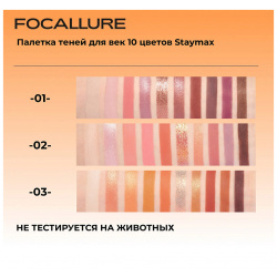 FOCALLURE Палетка теней для век Staymax 10 Color Eyeshadow Palette FCU000024