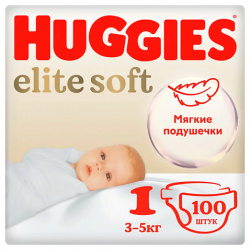 HUGGIES Подгузники Elite Soft для новорожденных 3 5кг 100 0 MPL258020