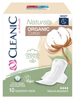 CLEANIC Naturals Organic Cotton Прокладки гигиенические ночь 10 0 MPL291503 C