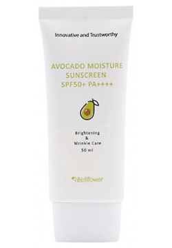 BELLFLOWER Крем для лица солнцезащитный увлажняющий с экстрактом авокадо Avocado Moisture Sunscreen SPF 50+ PA++++ BFL000024