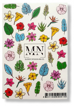 MIW NAILS Слайдер дизайн для ногтей цветы MPL068019