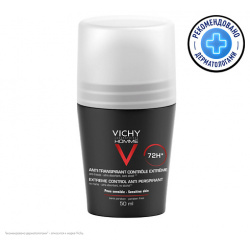 VICHY Homme Мужской шариковый дезодорант против избыточного потоотделения с защитой 72 часа  антистресс роликовый антиперспирант от запаха пота VIC214681