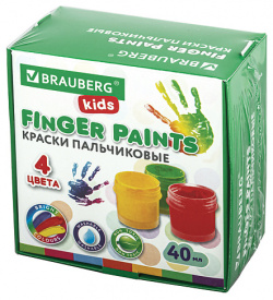 BRAUBERG Краски пальчиковые для малышей KIDS MPL227417